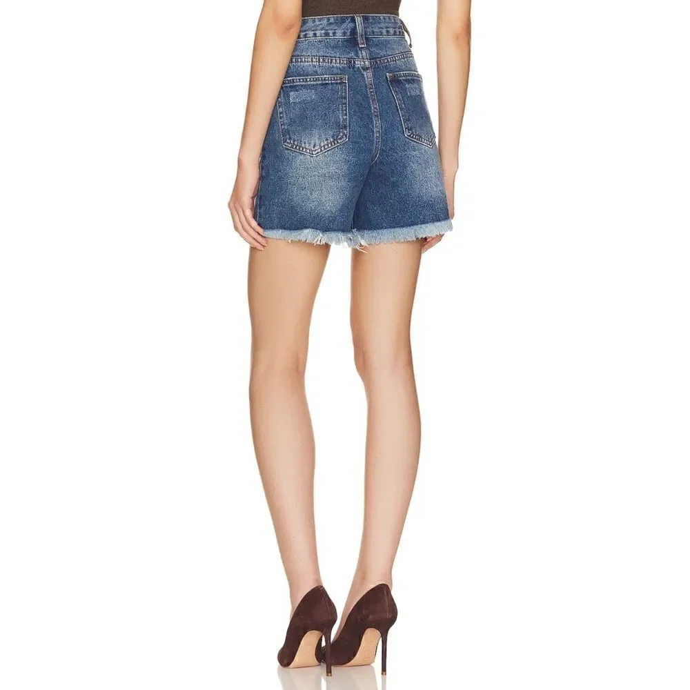 NWT superdown Lennon Distressed Mid Short in Dark Blue, Size 27